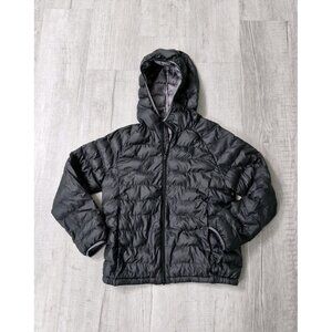 Uniqlo Boys Black Puffer Hoodie Full Zip Jacket Warm Size 9-10 Winter Outdoors